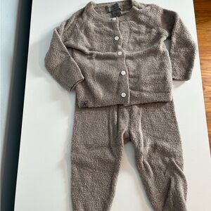 Barefoot Dreams Kids Matching Set Taupe Button Cardigan & Pants